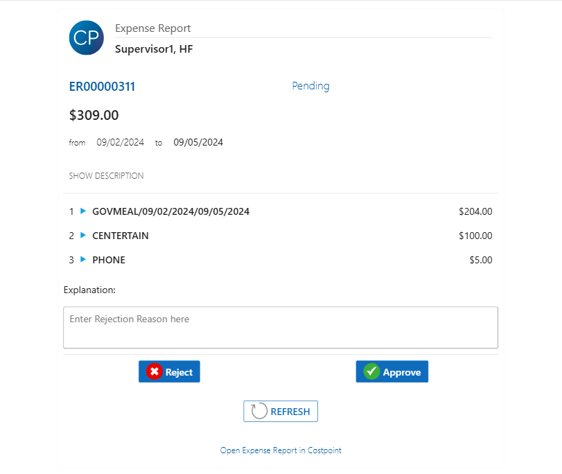 Costpoint Expense Report Approvals in Outlook 